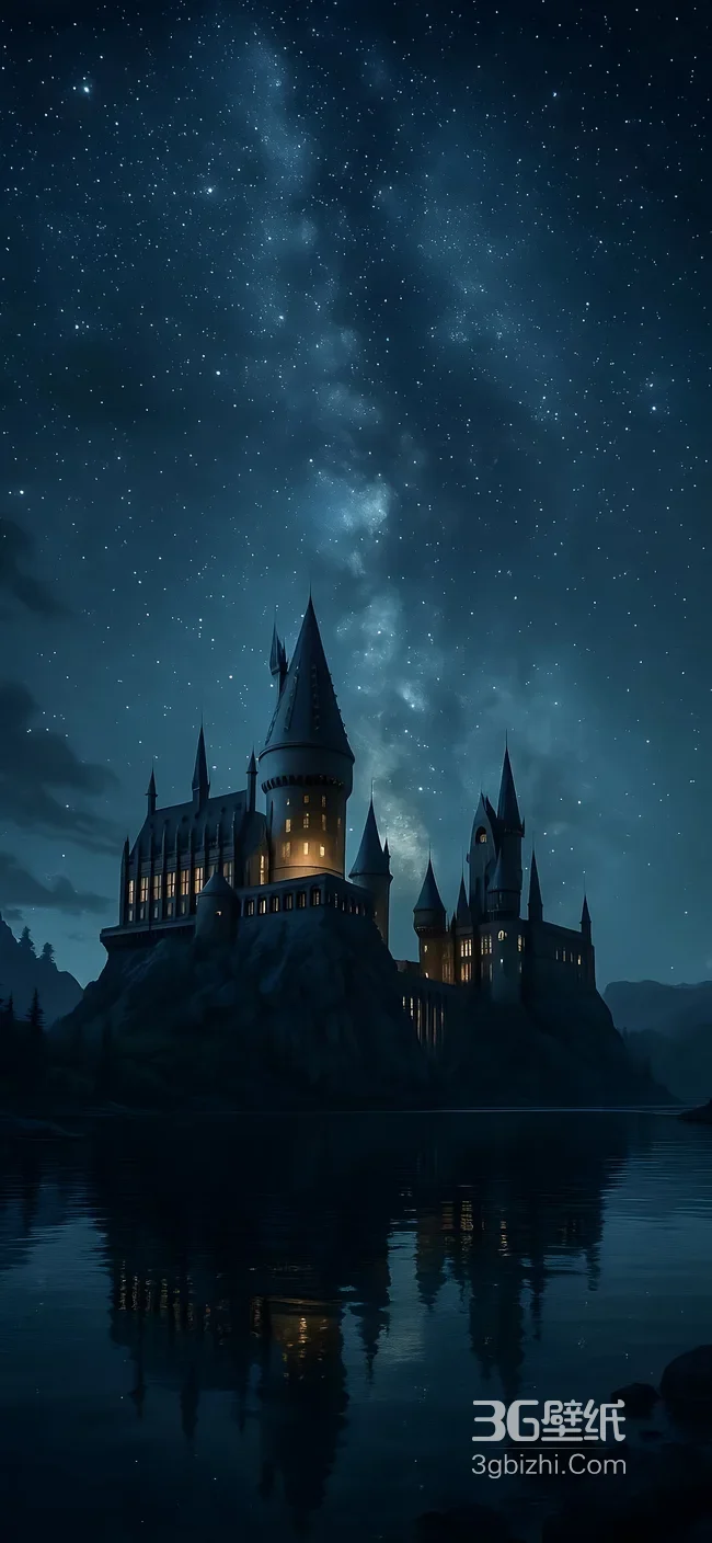 霍格沃茨城堡·暗黑奇幻风（哈利波特） 星空夜景魔法城堡（魔法城堡壁纸）1