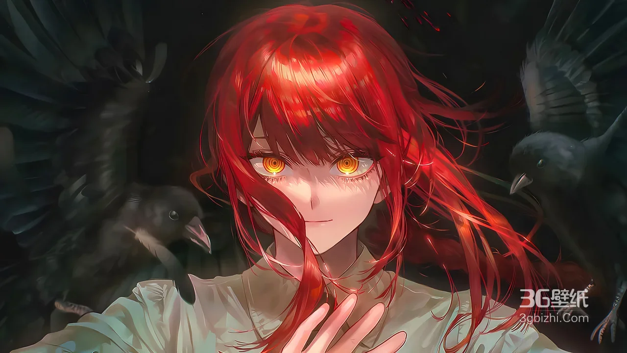 玛奇玛·红发红眼 暗黑二次元动漫电脑壁纸1
