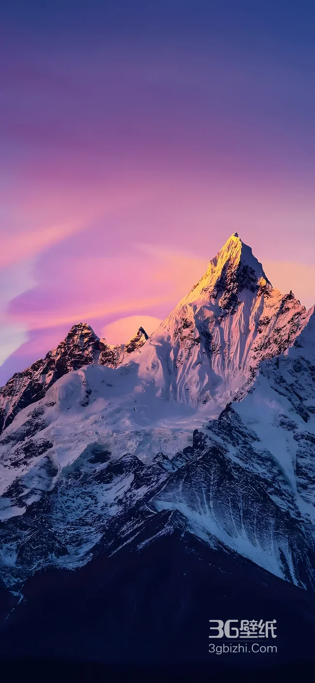 日照金山雪山·唯美梦幻风 超美雪山手机壁纸1