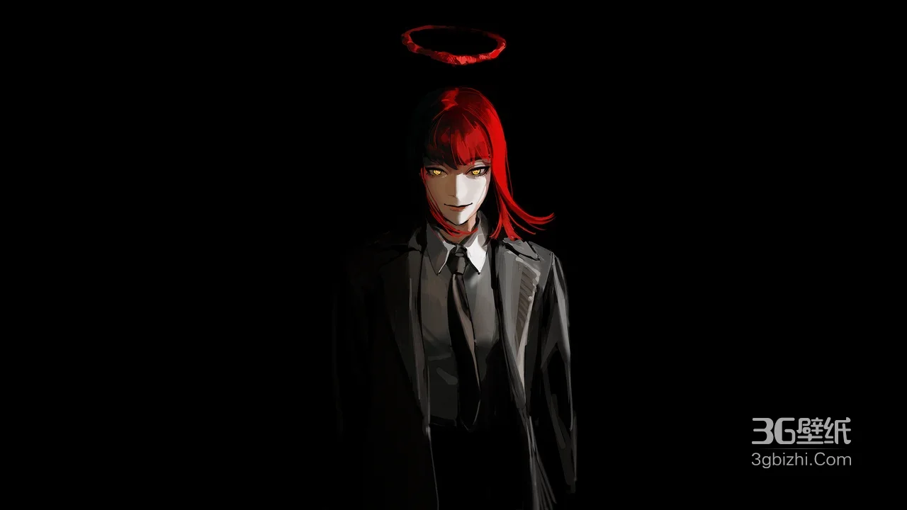 玛奇玛·红发光环 暗黑风《电锯人》角色壁纸1