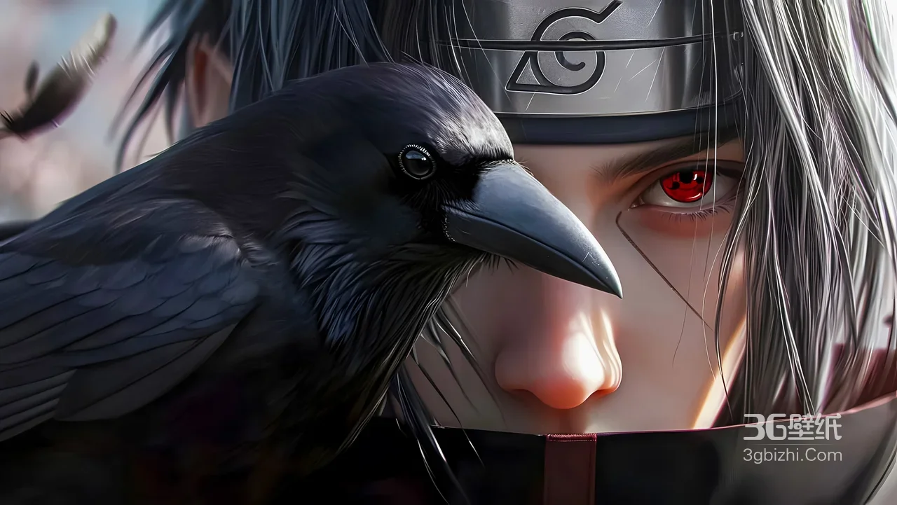 宇智波鼬·写轮眼乌鸦 写实暗黑 火影忍者动漫壁纸1