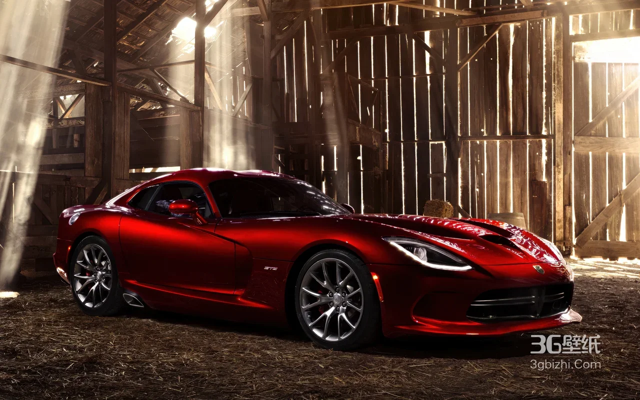 道奇蝰蛇SRT·复古谷仓写实风·超跑电脑壁纸精选1