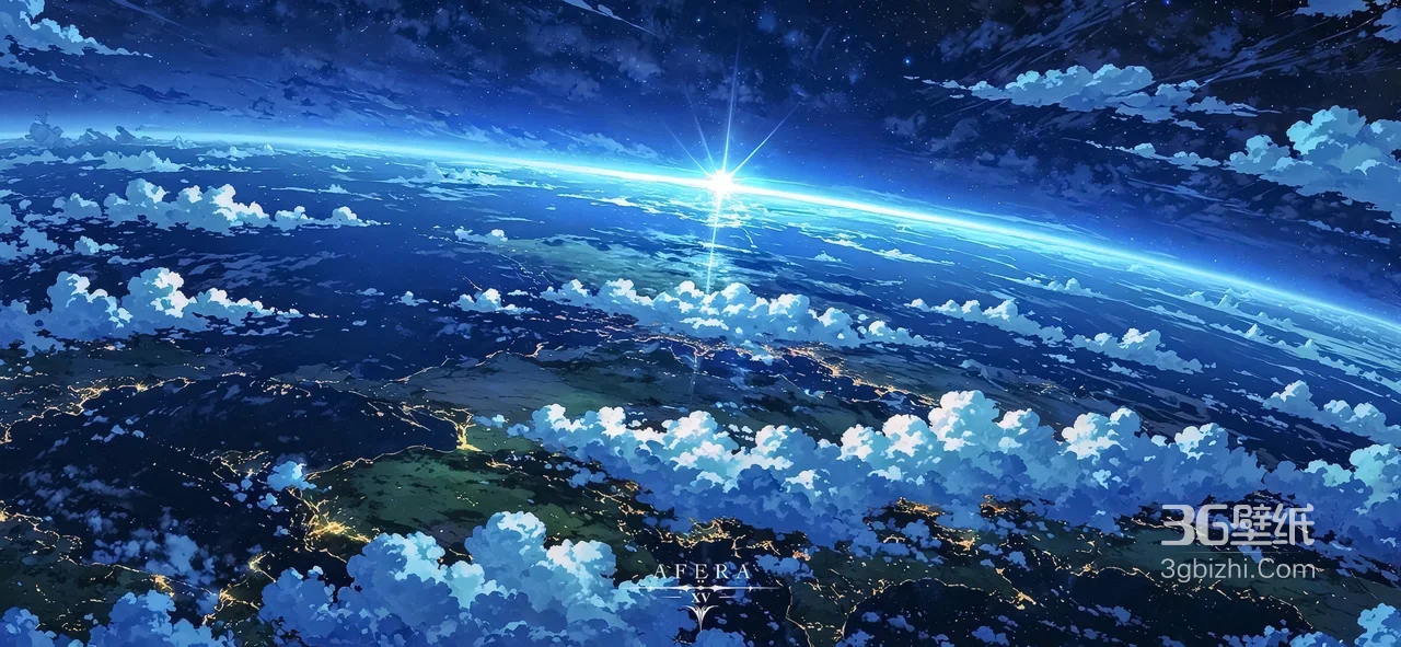 地球云海日出·唯美动漫风 新海诚式超宽屏电脑壁纸1