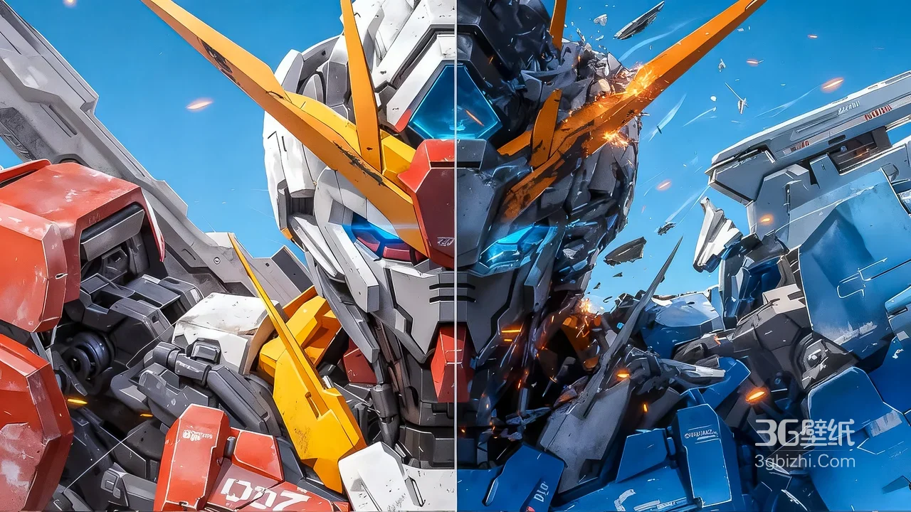 高达机甲·战斗破损对比·机动战士宽屏壁纸1