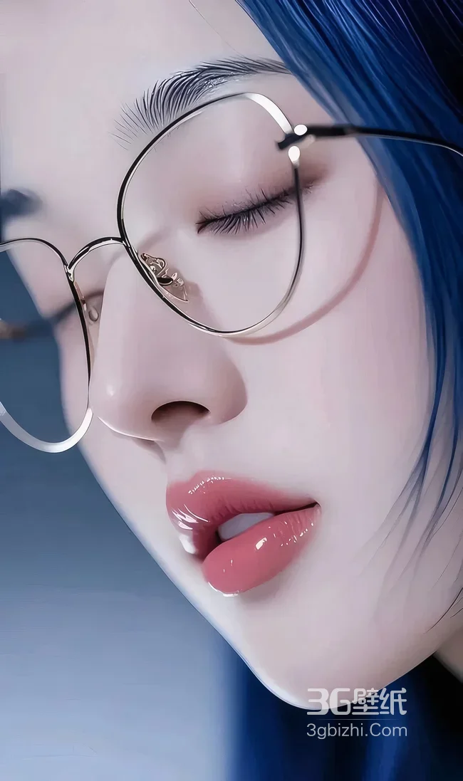 蓝发眼镜拟人少女·唯美写实CG 高质感壁纸推荐1