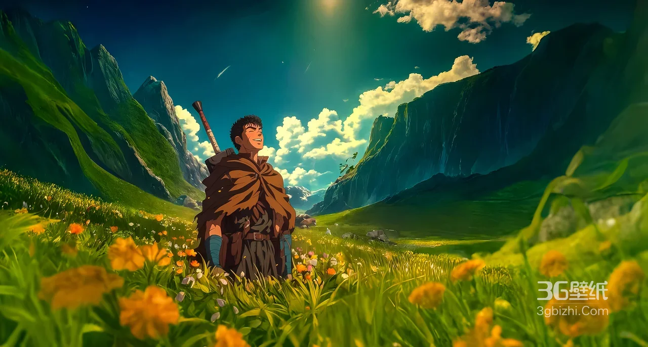 格斯（剑风传奇）·披风仗剑 二次元治愈风山谷花海电脑壁纸精选1