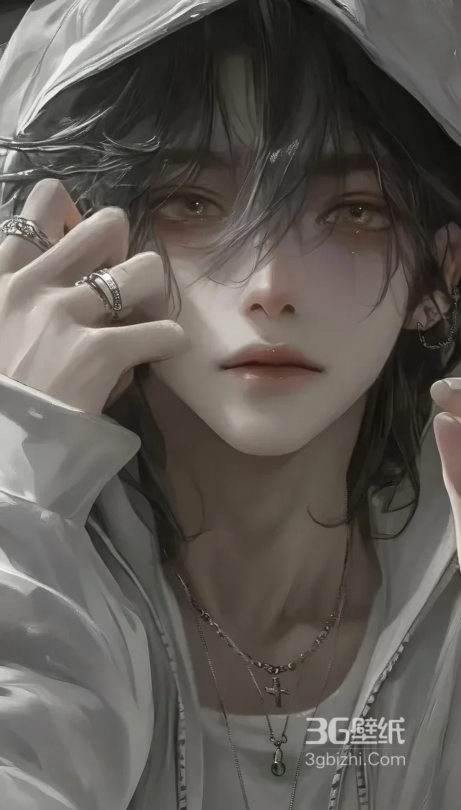 泪感白衣帅哥·写实手绘风原创插画 高热度手机壁纸素材1