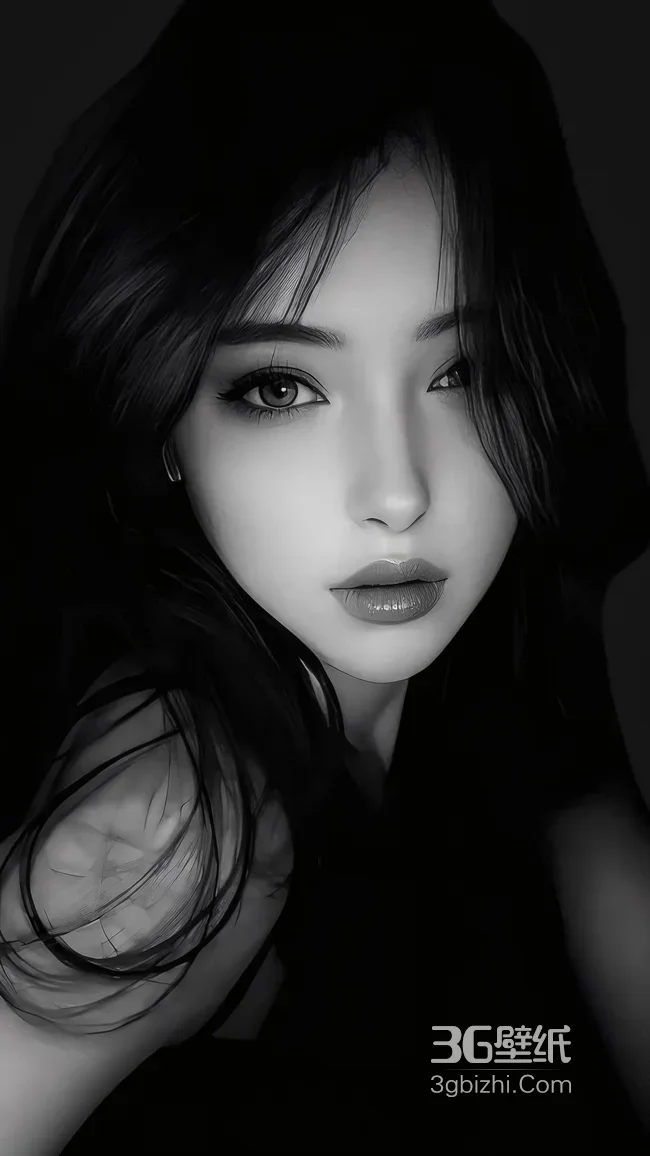 暗黑写实风长发女性·冷调艺术感 高人气竖屏壁纸1