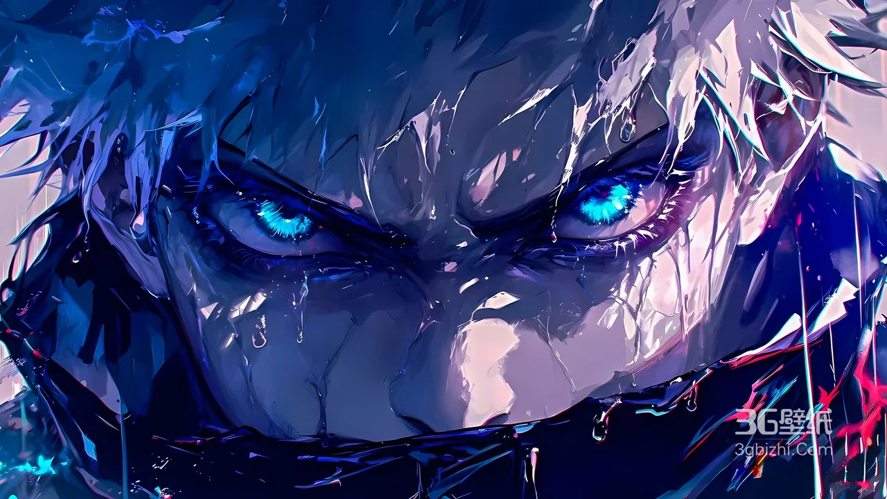 五条悟·六眼燃魂 二次元暗黑风 咒术回战高燃电脑壁纸1