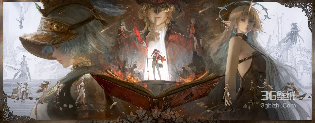 持杖角色·火焰魔法书 暗黑奇幻二次元游戏宽屏车机壁纸1