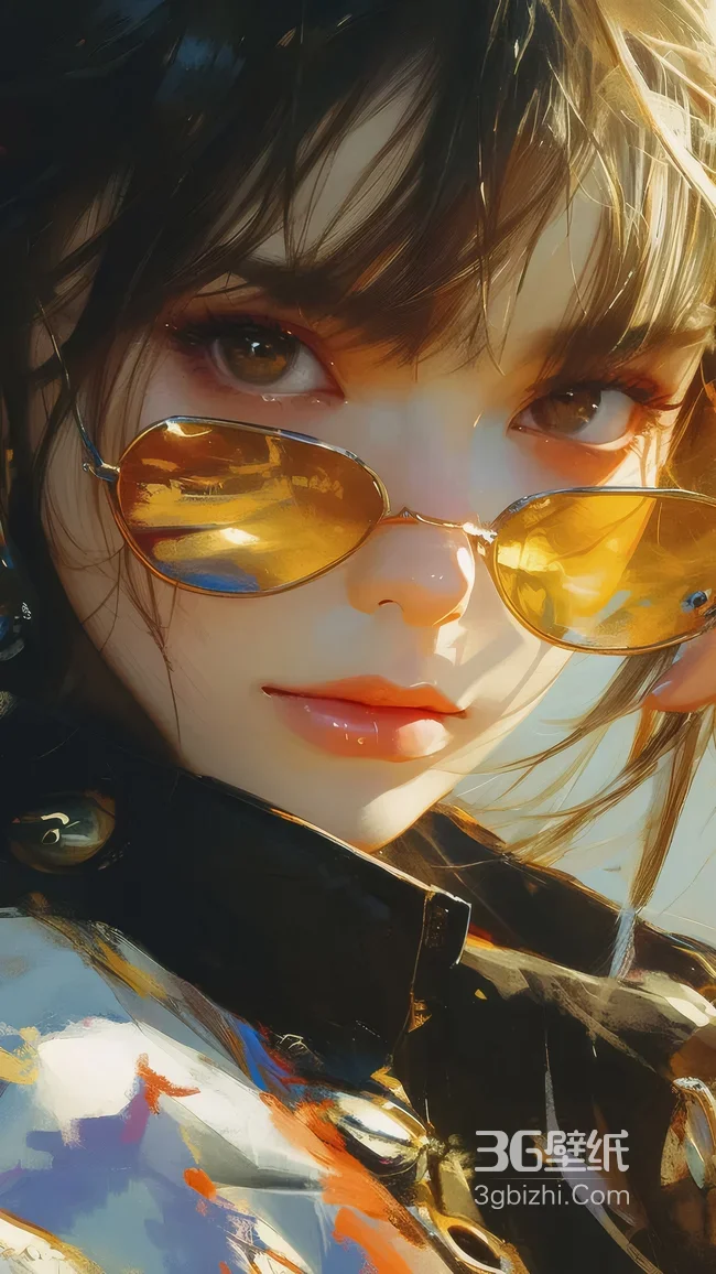 酷感墨镜少女·写实厚涂光影风 高人气手机壁纸1