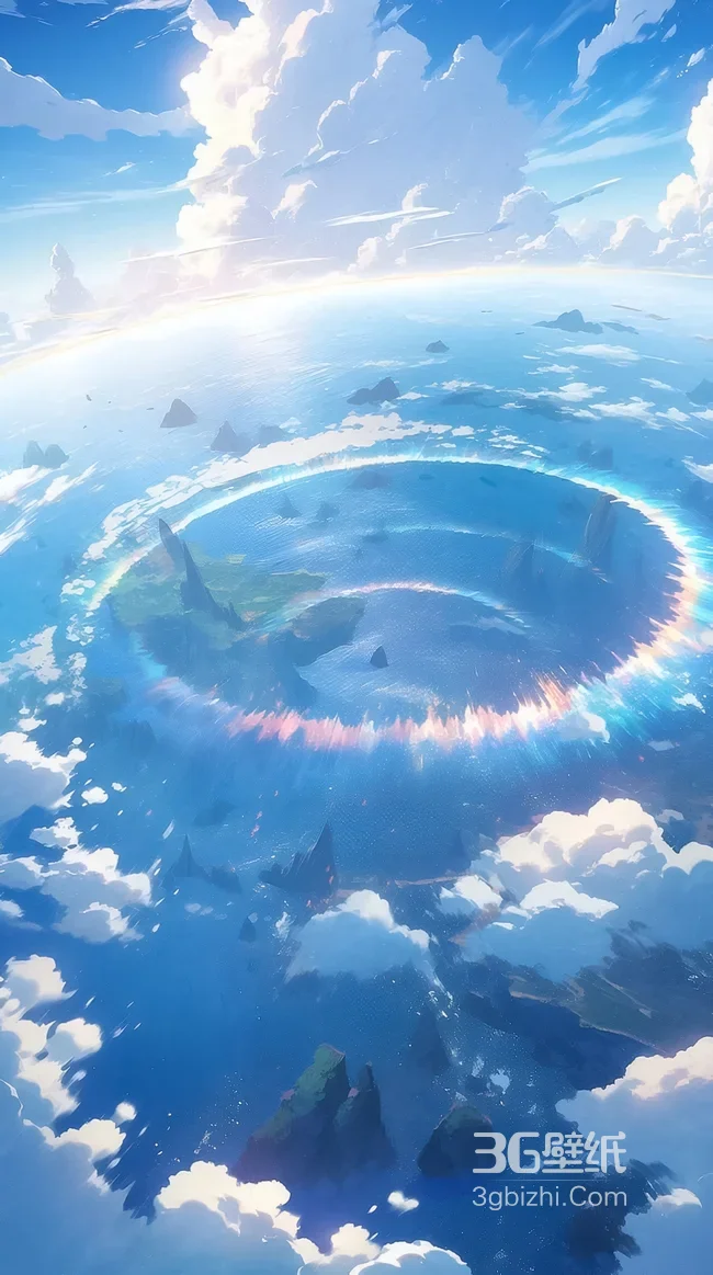 环形海域浮空岛·唯美超现实梦幻场景手机壁纸1