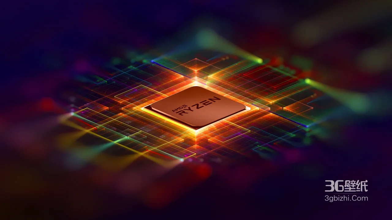 AMD Ryzen芯片·炫彩赛博朋克风 科技感电脑硬件壁纸1