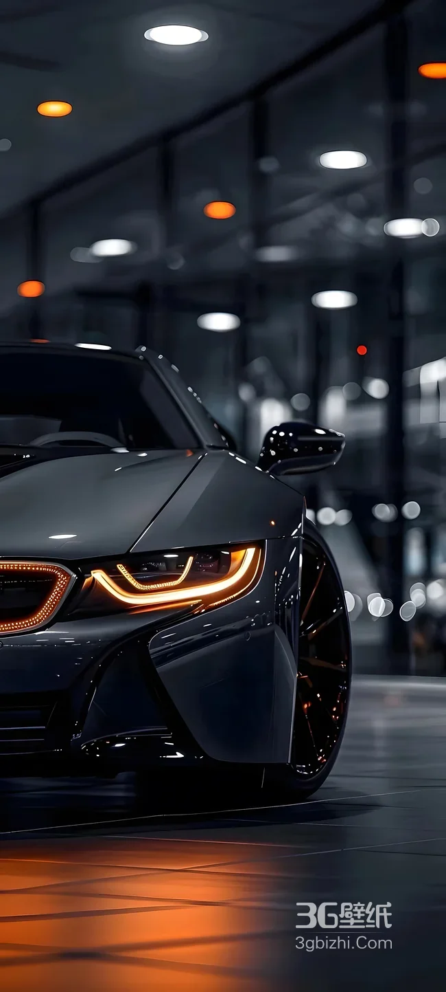 宝马i8·暗黑科技风展厅 炫酷车灯汽车壁纸1