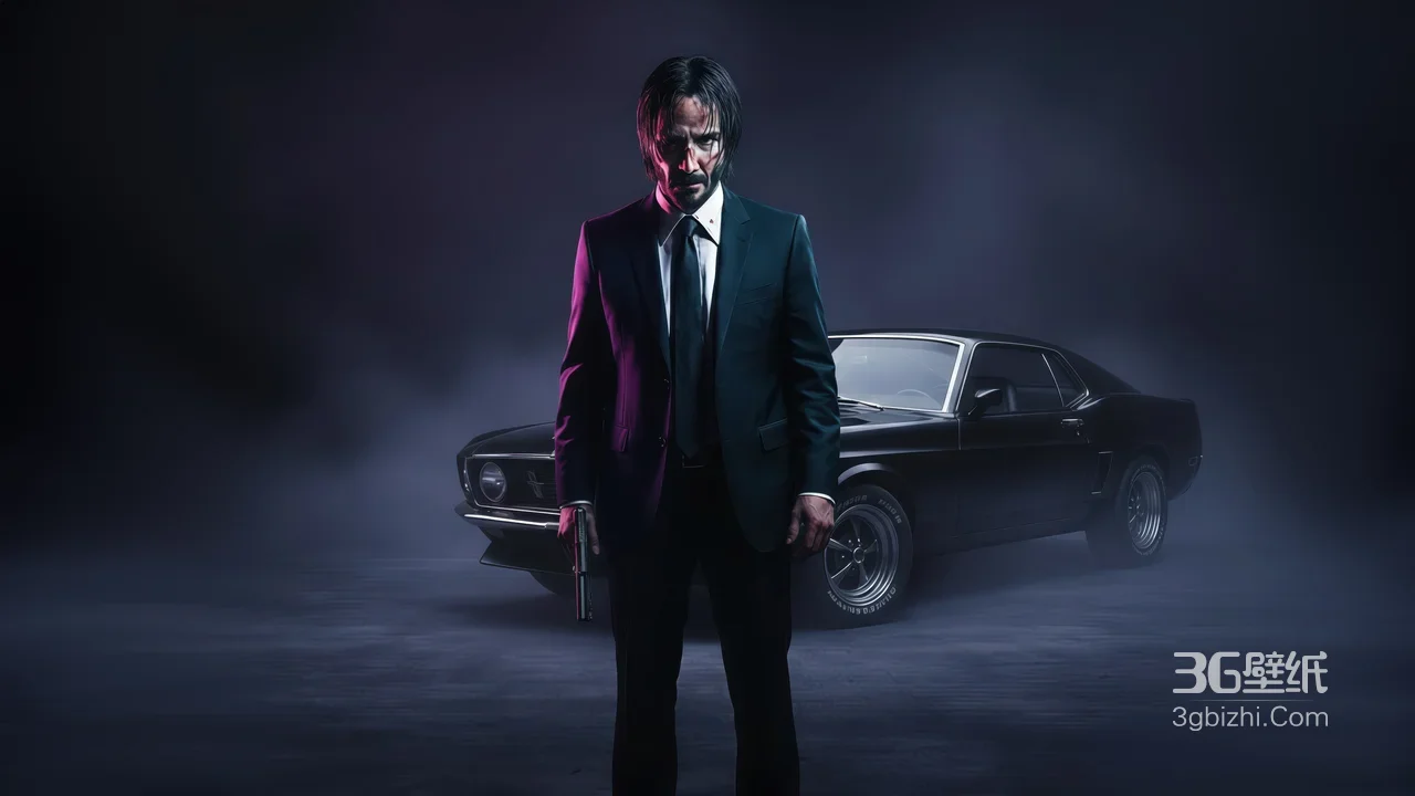John Wick·持枪肃杀 暗黑风《疾速追杀》跑车电脑壁纸1