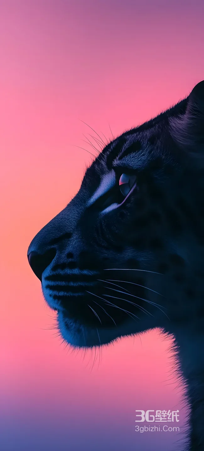 黑豹侧脸·霓虹渐变赛博风 潮酷动物壁纸精选1