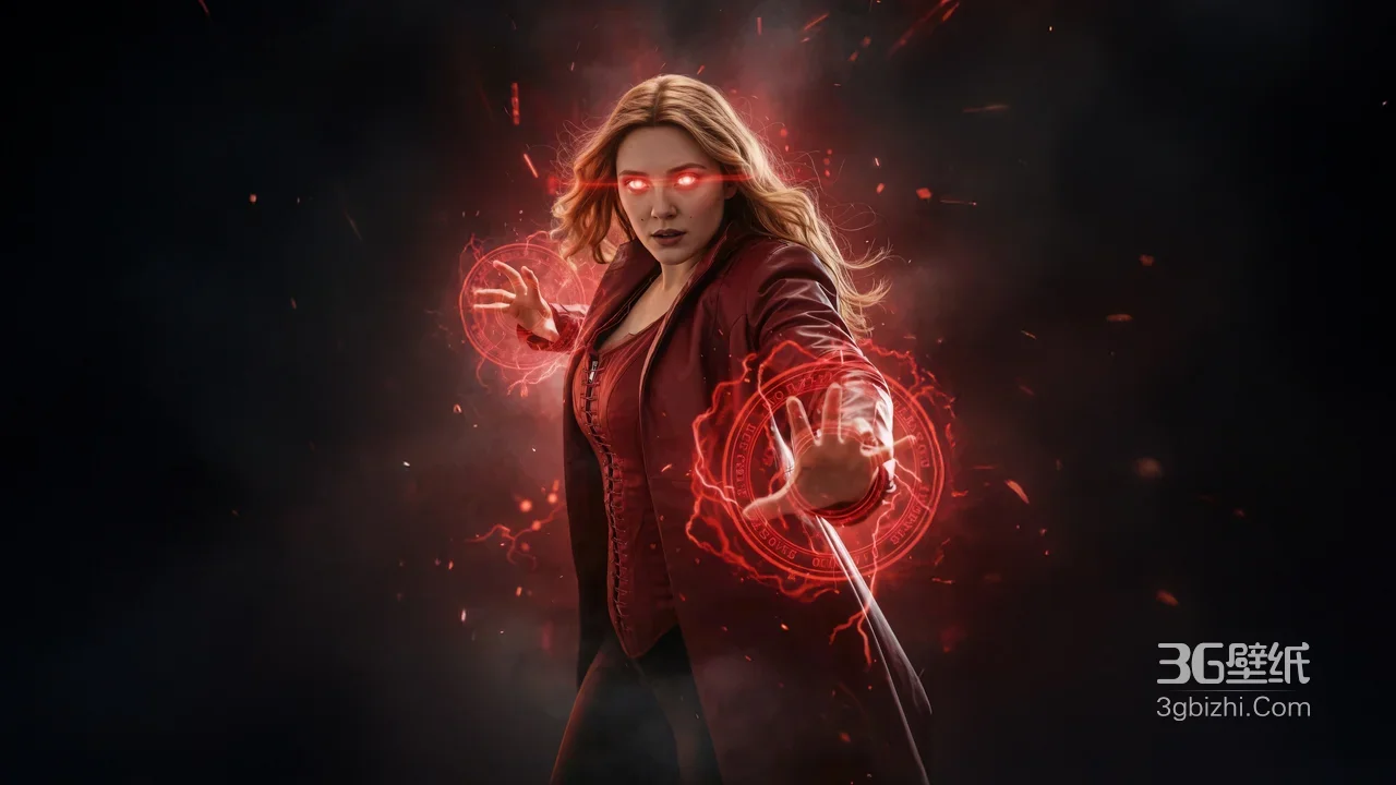 旺达·马克西莫夫·混沌魔法迸发 暗黑漫威风 高燃魔法特效电脑壁纸1