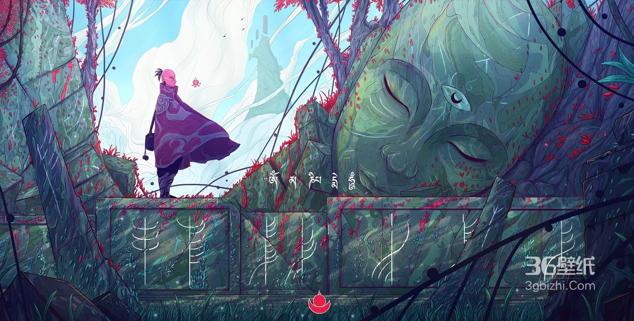 紫袍光头·古风遗迹巨佛 奇幻风 宽屏电脑壁纸1