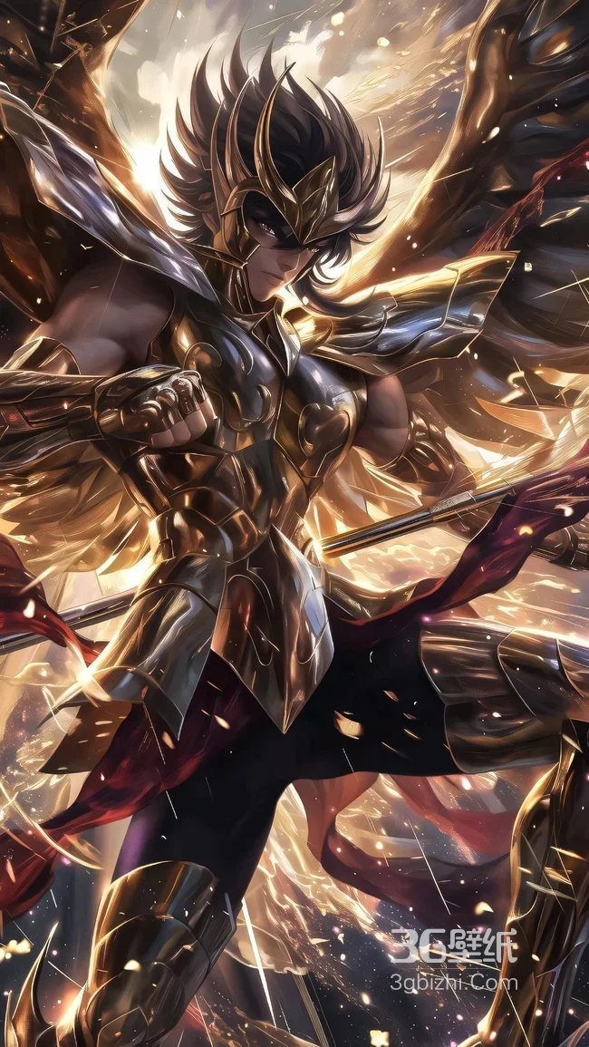 凤凰座一辉·黄金圣衣燃战 写实炫酷圣斗士星矢壁纸1