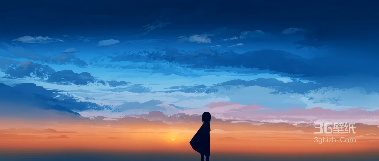 日落剪影人物·唯美二次元动漫风格电脑壁纸（高人气黄昏风景壁纸）1