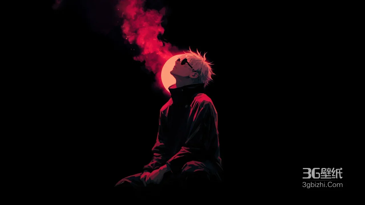 五条悟·墨镜红烟 暗黑风咒术回战电脑壁纸1