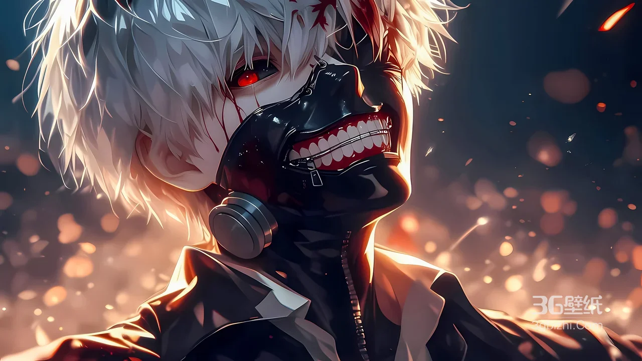 金木研·半赫者面具红眼 暗黑东京喰种电脑壁纸1