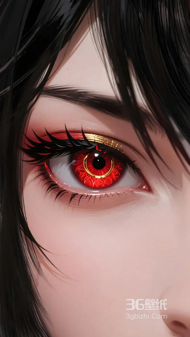 二次元暗黑风·红金瞳孔动漫人物眼妆 国漫热门手机壁纸1