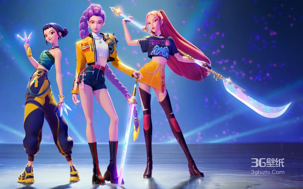 潮服女团持炫光武器 国潮风超酷桌面背景1