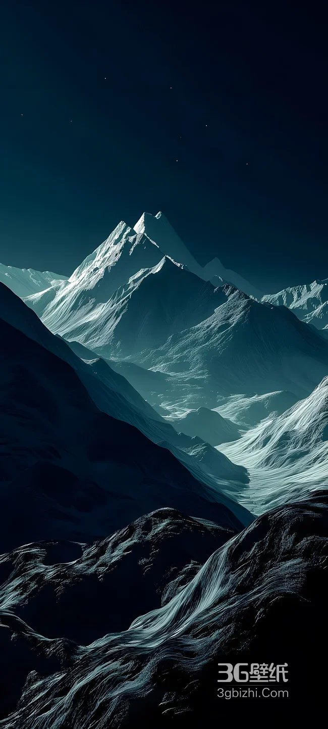 雪山群峰·暗黑静谧风 高冷意境手机壁纸1