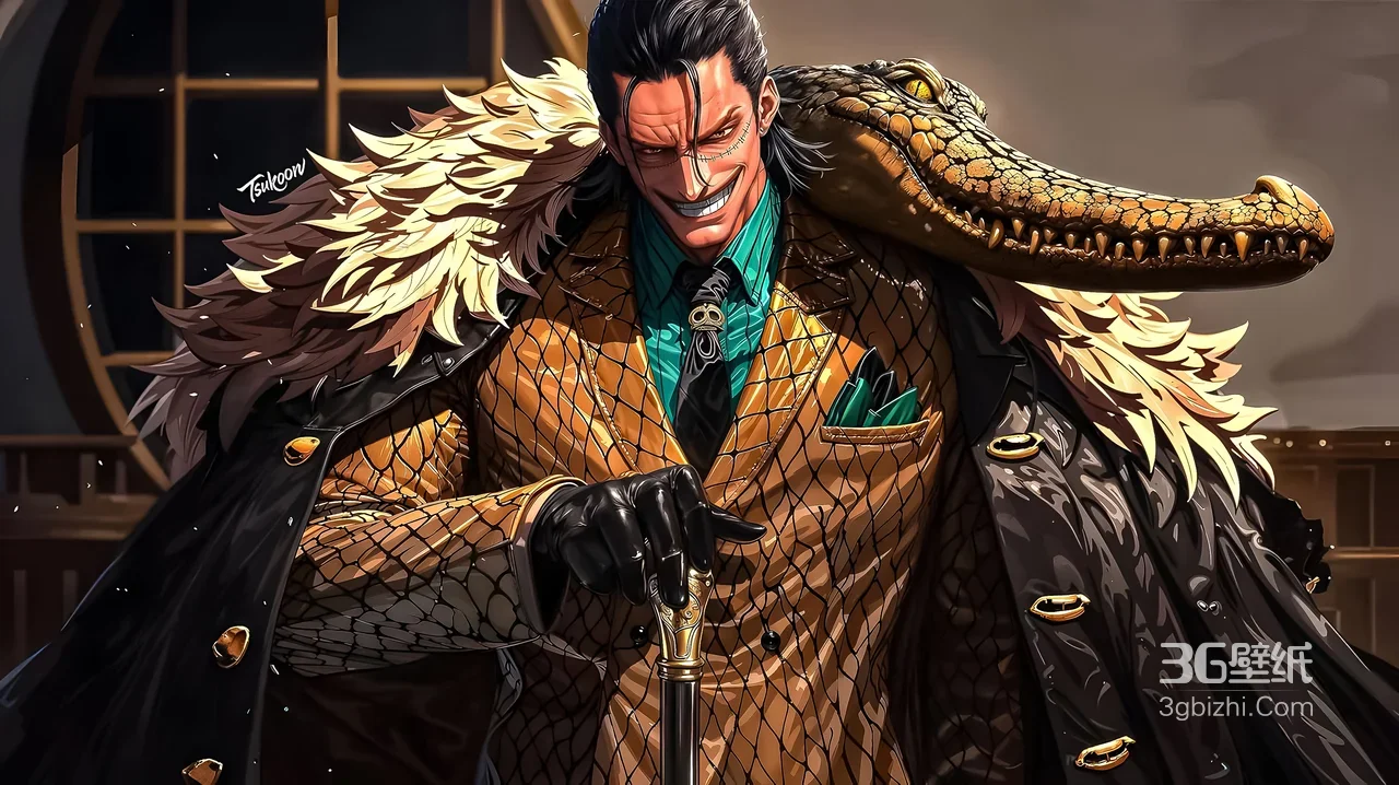 沙·克洛克达尔·鳄鱼肩饰西装 写实风海贼王动漫电脑壁纸精选1