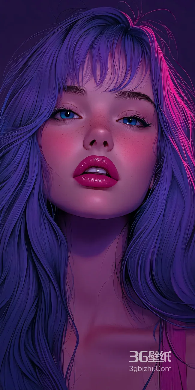 赛博朋克风紫发长发人物 高人气手机竖屏壁纸1