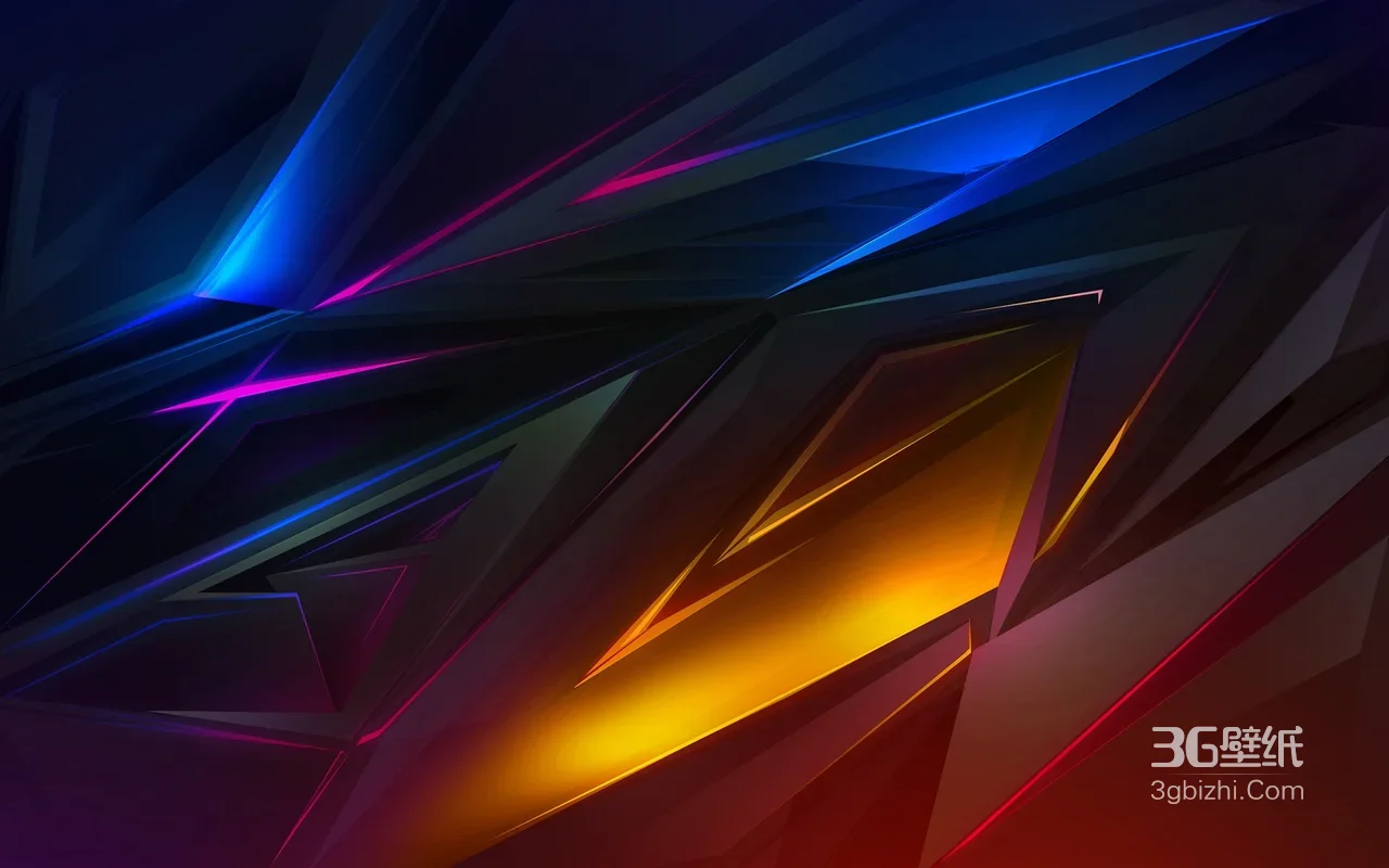 抽象几何霓虹光效 电竞赛博朋克风高燃电脑桌面背景1