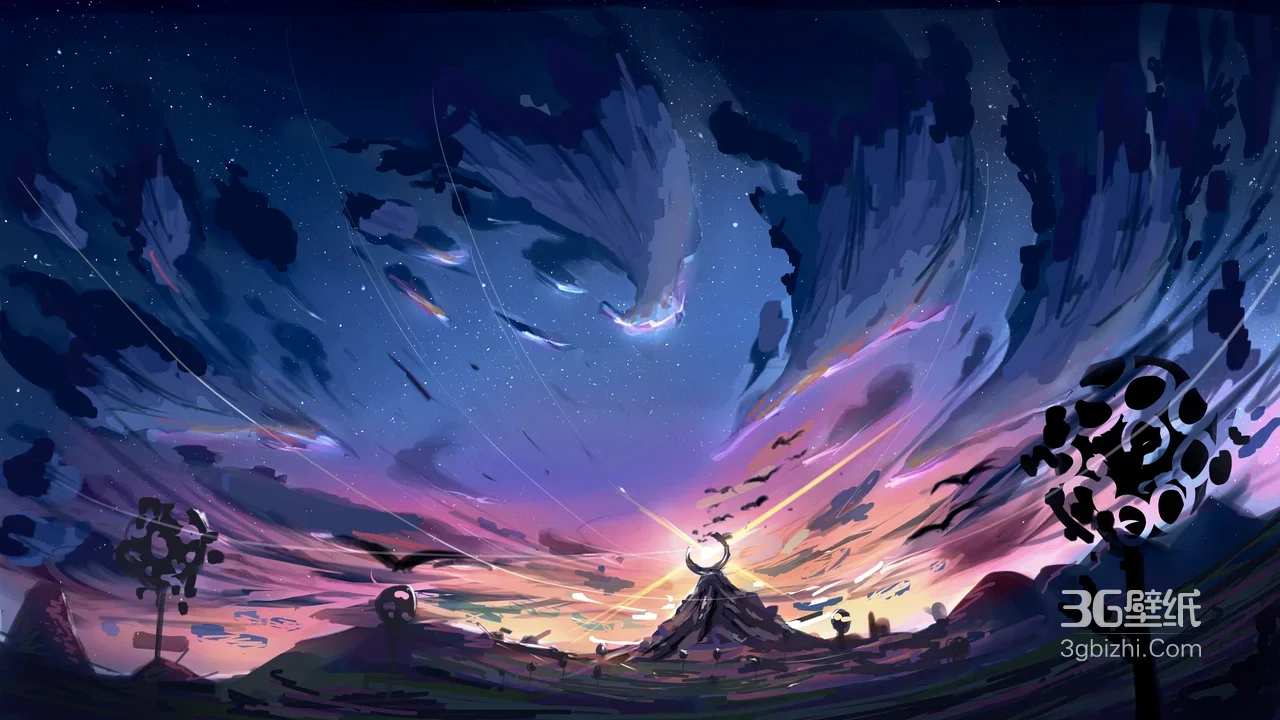 火山月环日出·流星云海 梦幻唯美宽屏电脑壁纸1