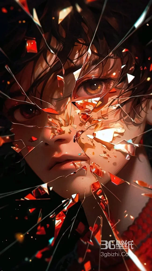 破碎玻璃特效人物·暗黑炫酷二次元风 高热度手机壁纸1