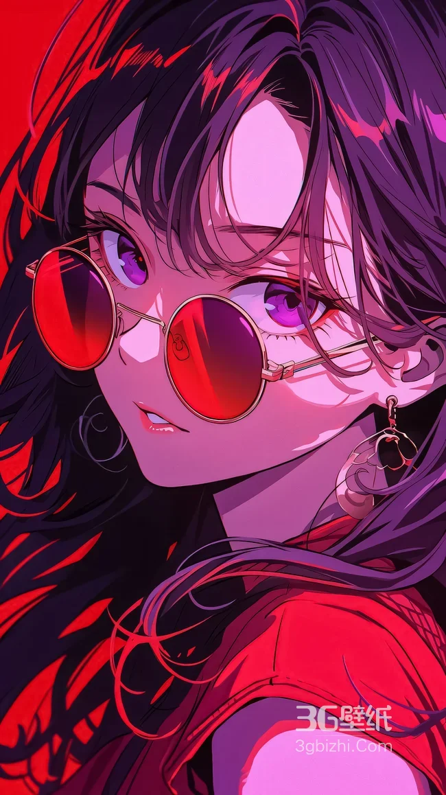 酷飒少女·红镜紫眸暗黑风 高热度竖屏壁纸1