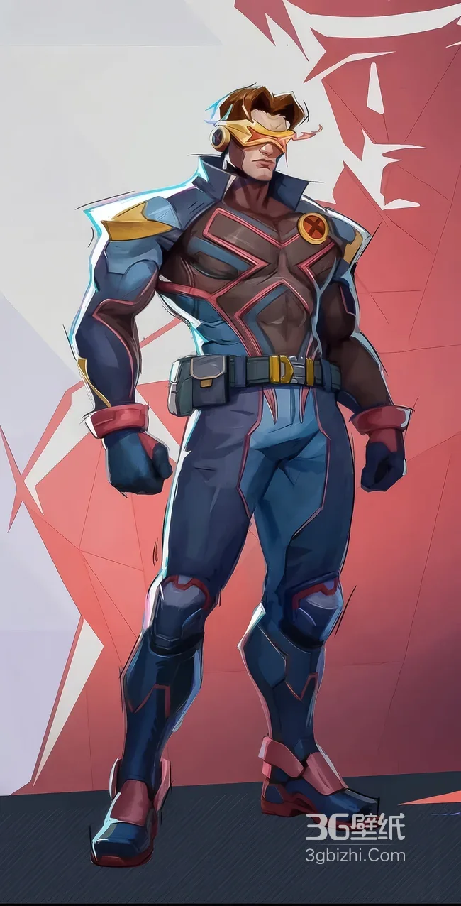 镭射眼·战斗装束 漫威X战警动漫插画风 热血手机壁纸1
