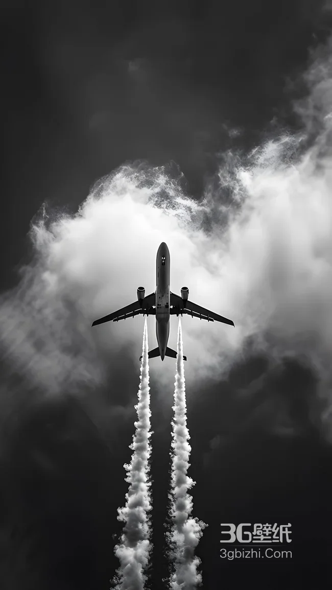 飞机穿云起航·暗黑系工业风 高热度航空壁纸1