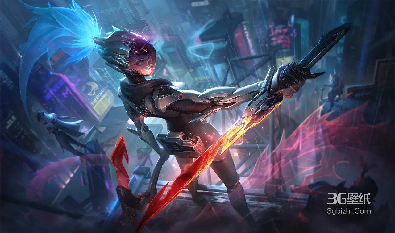源计划·菲奥娜·利刃燃焰 赛博朋克风 英雄联盟战斗壁纸1