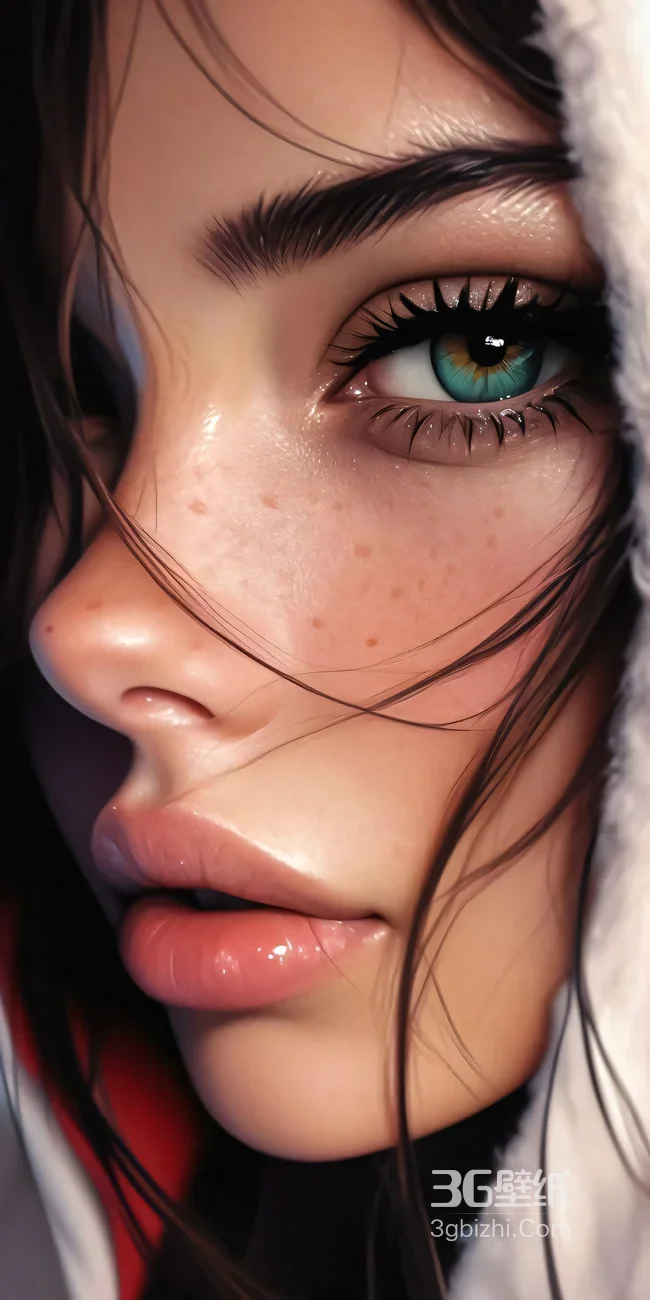 超写实唯美CG人物·雀斑睫毛绒毛发丝 高质感手机壁纸1