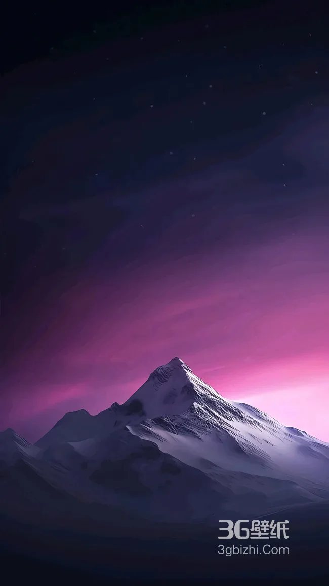 雪山孤峰·梦幻紫调星空 氛围感夜景壁纸1