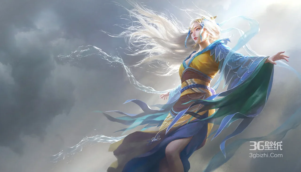 国风仙侠白发女·水韵流光 唯美宽屏车机壁纸1