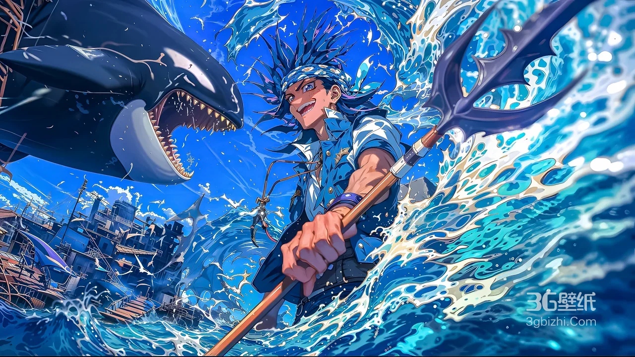 海岚·驭海战鲸 国漫热血风 海洋冒险电脑壁纸1