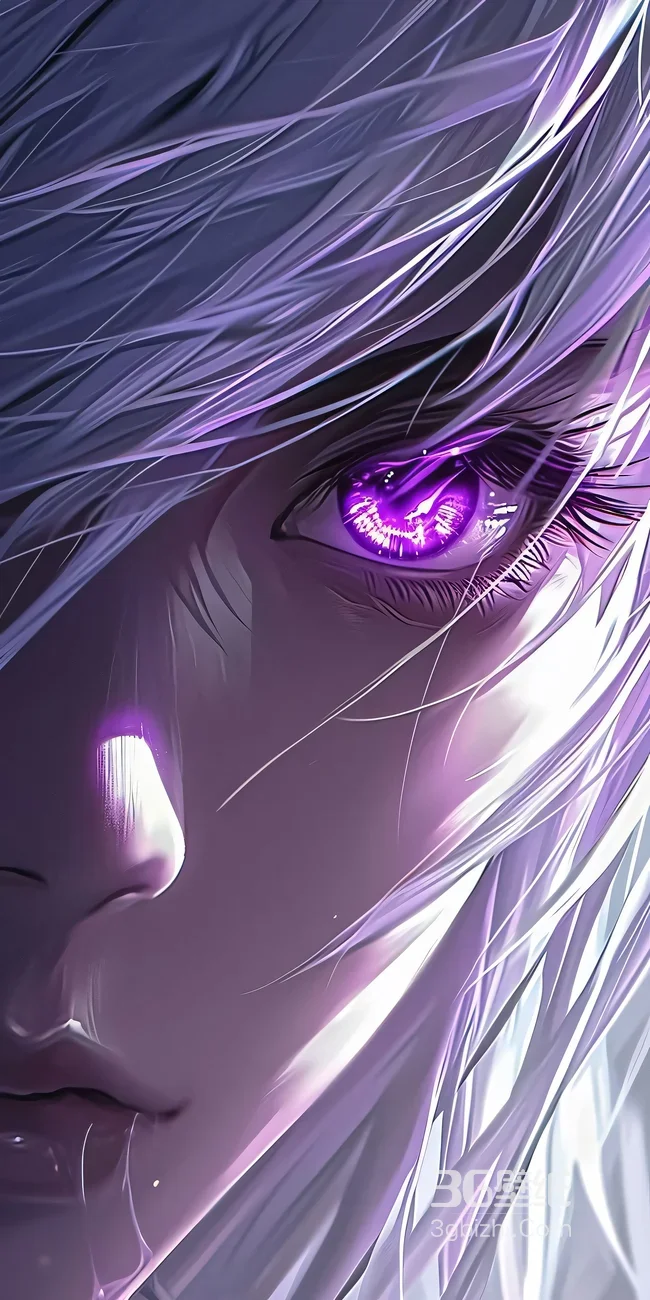 二次元紫瞳银发角色·唯美光影风动漫壁纸（高人气手机壁纸）1