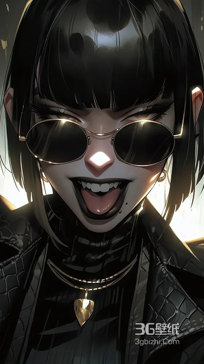 暗黑动漫风酷飒少女·黑金穿搭 手机壁纸1