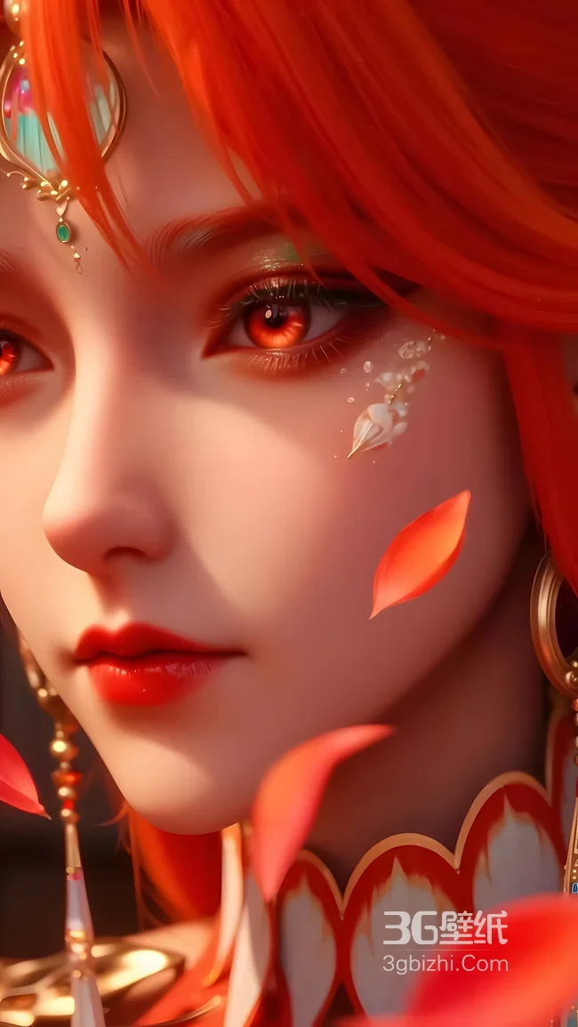 红发古风角色·柳七月·国漫唯美游戏风 高人气手机壁纸1