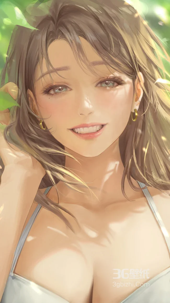 写实风唯美女性·阳光绿植氛围 高清手机壁纸推荐1