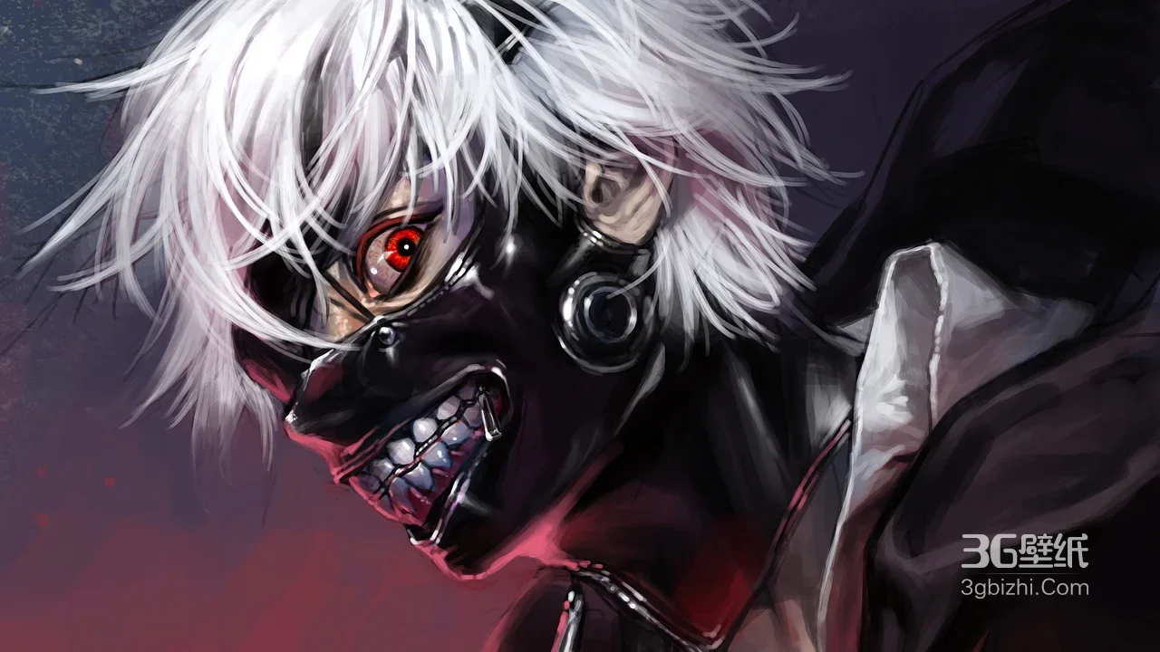 金木研·面具红瞳 暗黑风动漫东京食尸鬼电脑壁纸1
