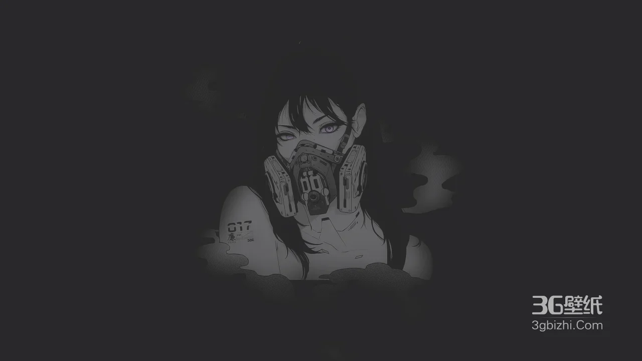 暗黑赛博朋克少女·机械口罩017纹身 高质感电脑壁纸1