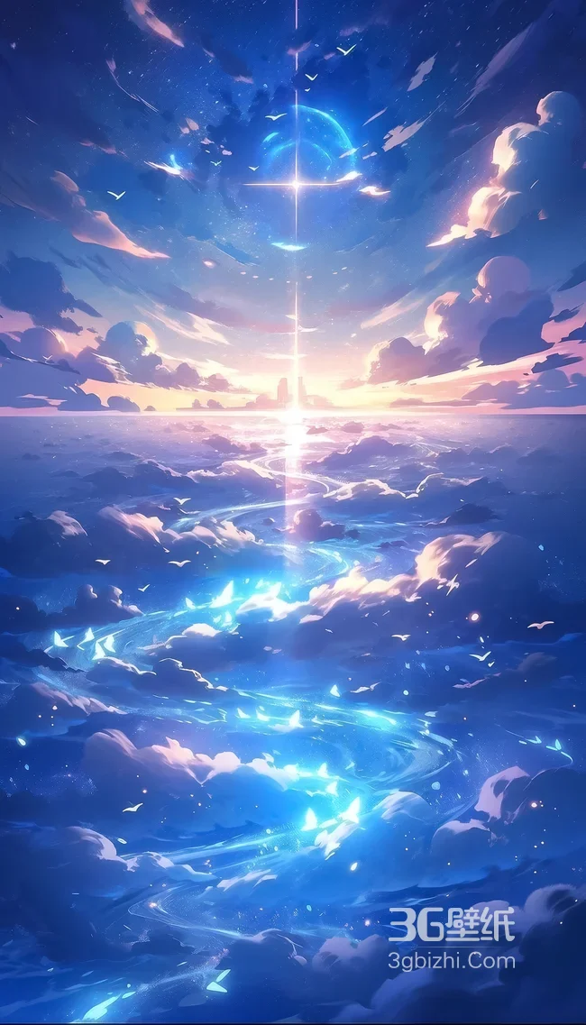 云海霞光·光柱漩涡 唯美二次元风 超现实梦幻天空壁纸1
