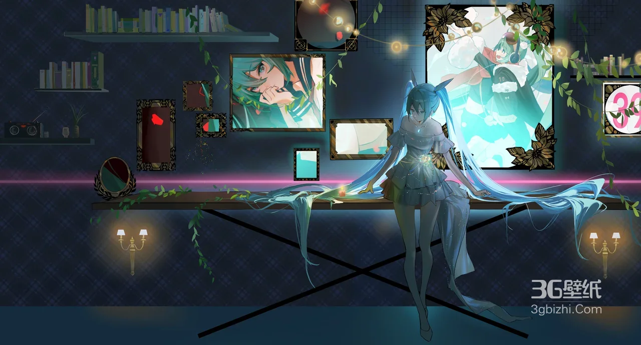 初音未来·蓝发曳地 二次元唯美电脑壁纸精选1